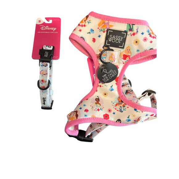 Disney Sassy Woof Collar Harness Set Princess Belle Aurora Ariel Size Small NWT - Picture 1 of 5